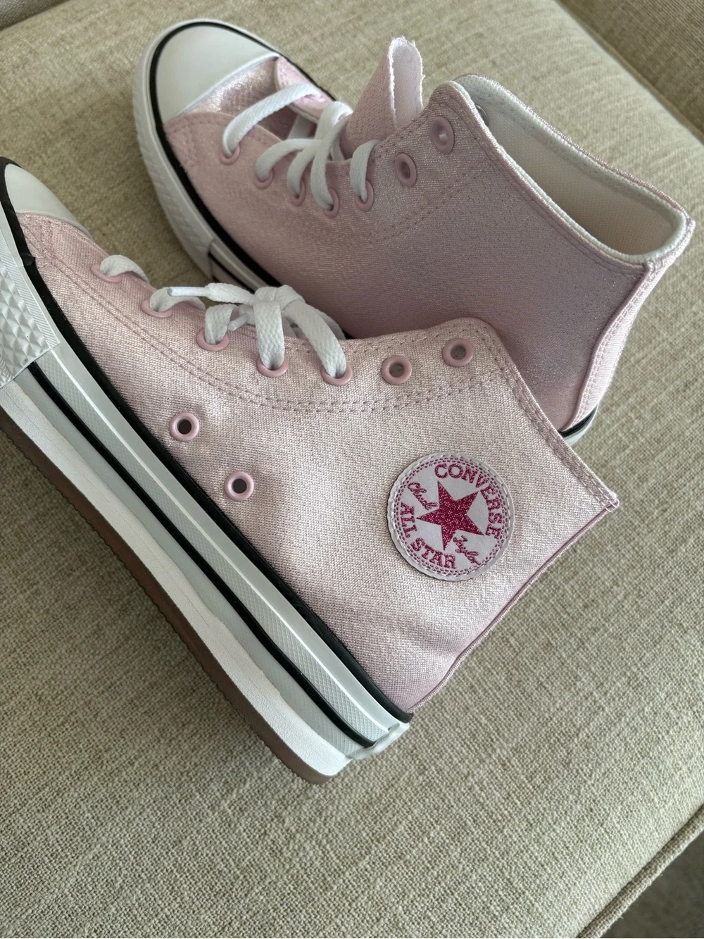Converse Light Pink Sparkle High-Top Kids' Sneakers New W/O Tags Youth Size3